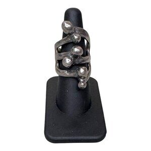 Sculptural Modern Abstract Silver Tn Statement Ring Uno de 50 Designer Brutalist